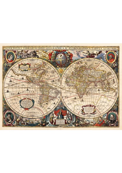 17TH Centruy World Map 2000 Parça Puzzle