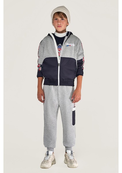 Erkek Çocuk Gri Melanj Eşofman Üstü