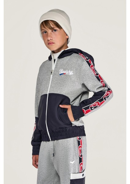 Erkek Çocuk Gri Melanj Eşofman Üstü modelleri