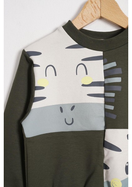Hayvan Figürlü Haki Renk Erkek Çocuk Sweatshırt fiyatları