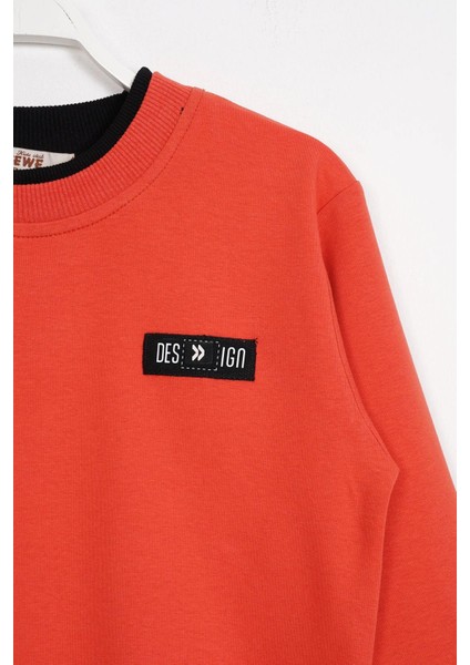Yakası ve Kolları Garnili Kiremit Renk Erkek Çocuk Sweatshirt fiyatları