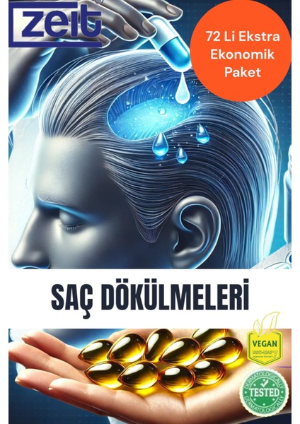 Saç Dökülmeleri (Alopesi) Için Aktif Ozon Yağı Kapsülleri - Güçlü Onarım, Etkili Çözüm, 24'lü