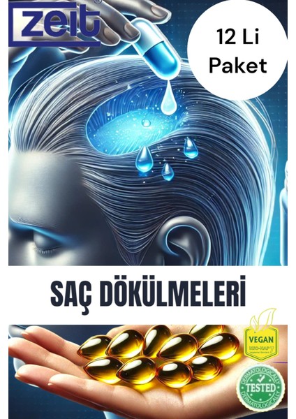 Saç Dökülmeleri (Alopesi) Için Aktif Ozon Yağı Kapsülleri - Güçlü Onarım, Etkili Çözüm, 24'lü