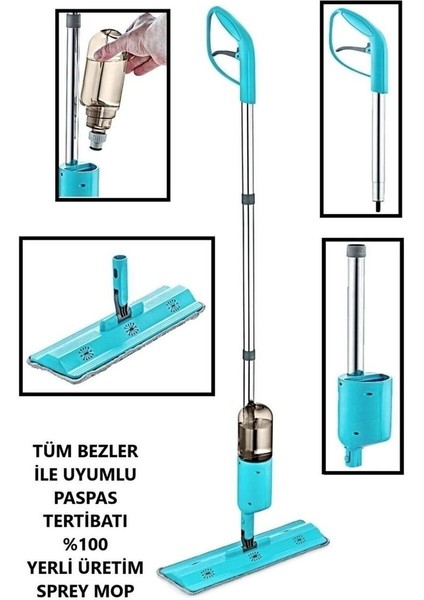 Yeşil Sprey Mop ve Mikrofiber Paspas Temizlik Seti CESİTLİ TR Menşei