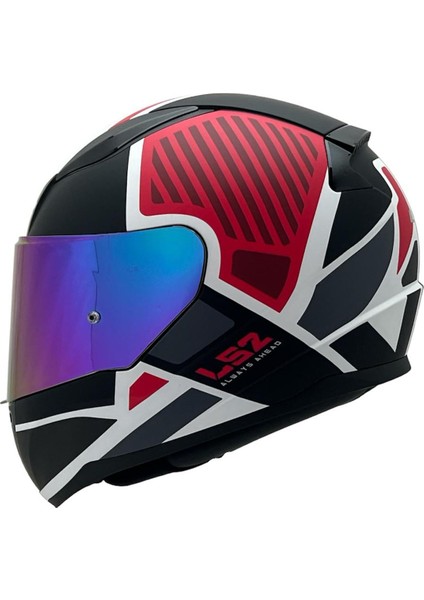 Rapıd 2 Grıd Mat Beyaz-Kırmızı Kask Gökkuşağı Cam