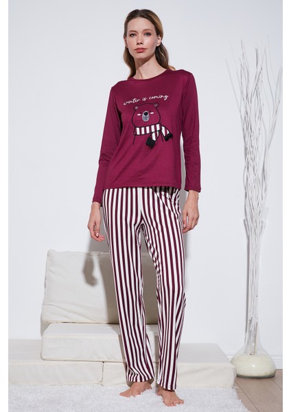 Regular Fit Desenli Bisiklet Yaka Pijama Takımı 65719102 fiyatları