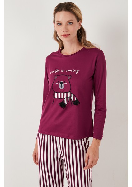 Regular Fit Desenli Bisiklet Yaka Pijama Takımı 65719102 fırsatları