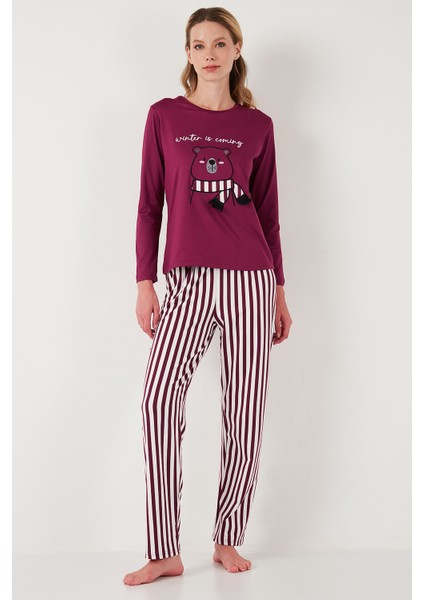 Regular Fit Desenli Bisiklet Yaka Pijama Takımı 65719102 indirimleri