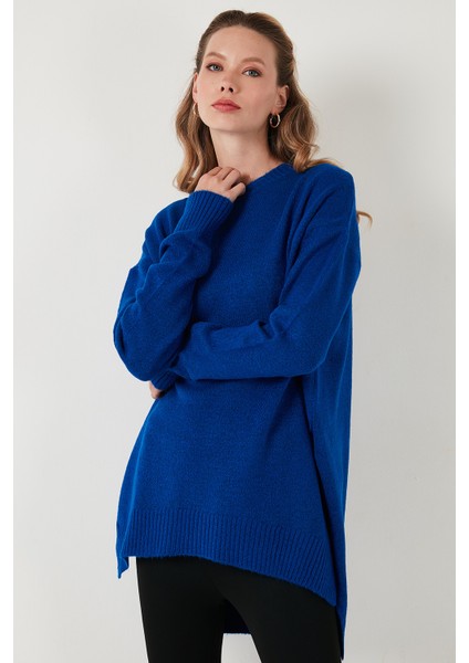 Rahat Kesim Yırtmaç Detaylı Bisiklet Yaka Kazak Bayan Kazak 4616142Y fırsatları