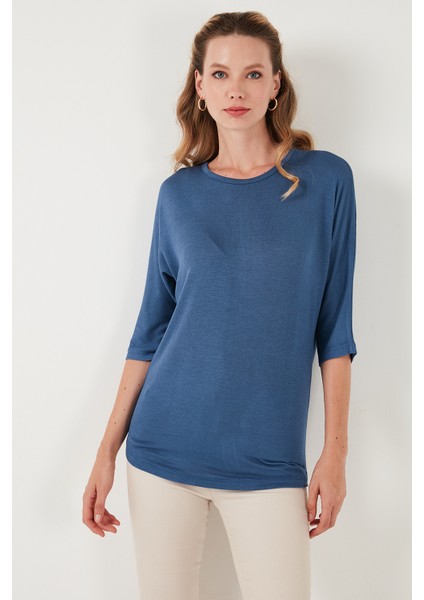 Truvakar Kol Bisiklet Yaka Basic Pamuklu Bluz Bayan Bluz 5863589