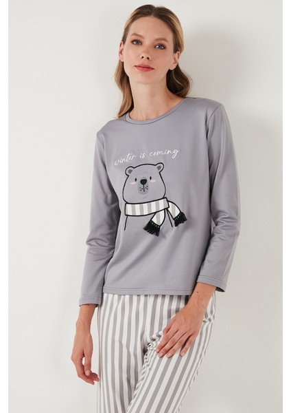 Regular Fit Desenli Bisiklet Yaka Pijama Takımı 65719102 modelleri
