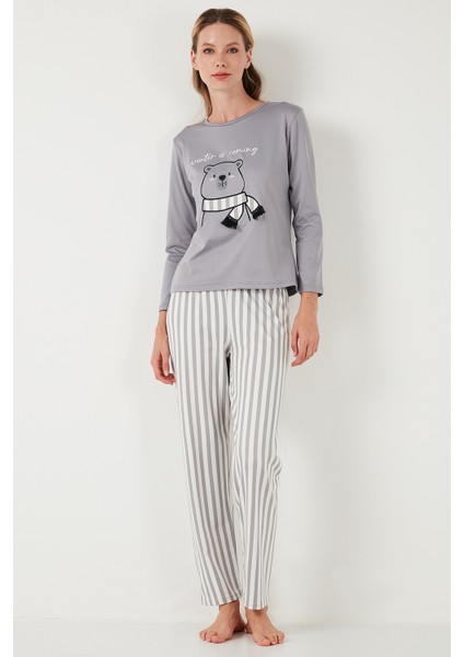 Regular Fit Desenli Bisiklet Yaka Pijama Takımı 65719102 indirimleri