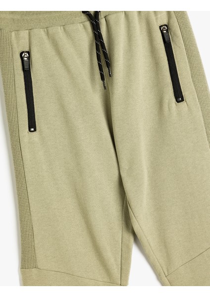 Jogger Eşofman Altı Beli Bağlamalı Şardonlu Pamuklu