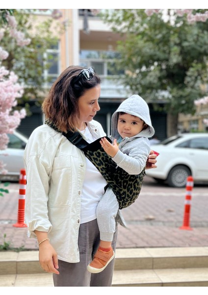 Child Carrier - 10 Ay - 4 Yaş (18 Kg) Haki Leopar Çocuk Taşıyıcı Sling