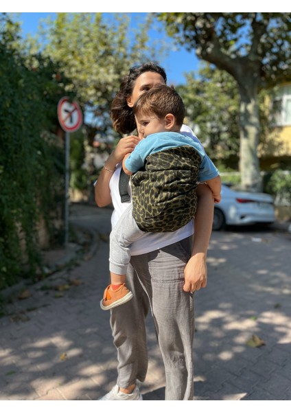 Child Carrier - 10 Ay - 4 Yaş (18 Kg) Haki Leopar Çocuk Taşıyıcı Sling