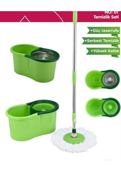 Mozart Mikrofiber Süper Mop Set 360 Temizlik Seti Yeşil