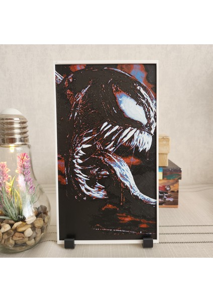 Venom’un Güçlü Ifadesi Kabartmalı 3D Renkli Tablo + Stand Hediye Dekor Dekorasyon Altındal Home