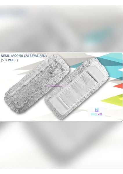 50 Cm Yedek Mop Bezi 5'li Paket, Temizlik Kolaylığı, Beyaz, TR Menşei