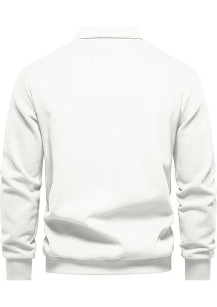 Erkek Retro Renk Bloklu Pamuklu Gömlek Yaka Sweatshirt fiyatları