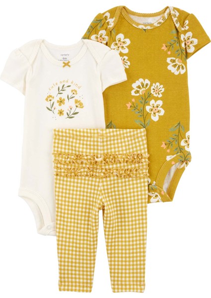 Kız Bebek Body Pantolon Set 3'lü Paket
