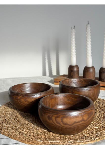 El Yapımı Natural Jumbo Bowl Kasesi 3 'lü Set / Doğal 3 Lü Çerezlik Seti