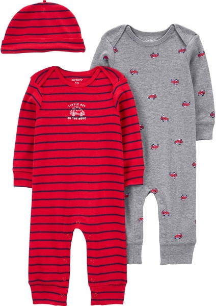 Erkek Bebek Tulum Set 3'lü Paket