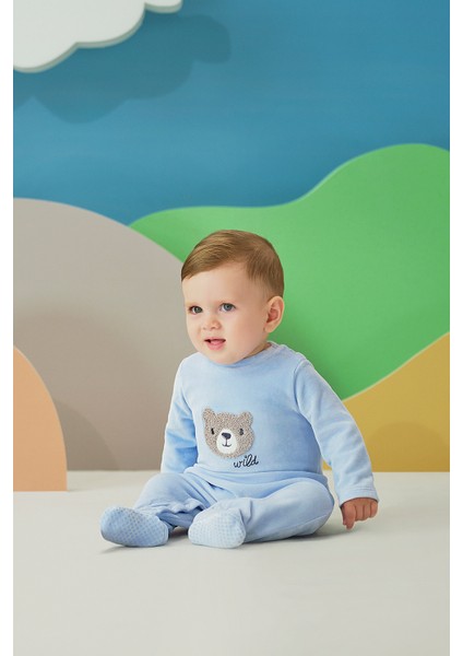 Erkek Bebek Kadife Tulum