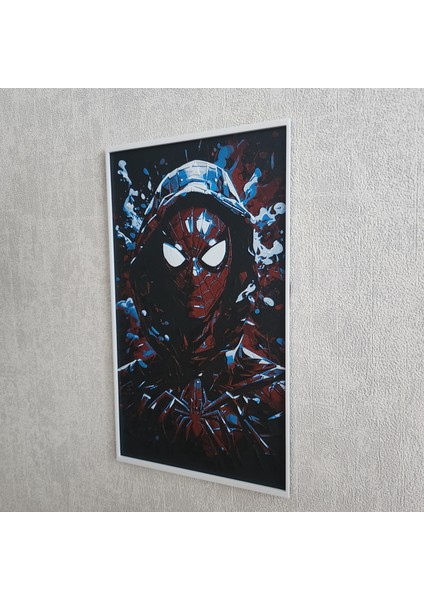 Spider-Verse Miles Morales Kabartmalı 3D Renkli Tablo + Stand Hediye Dekor Dekorasyon Altındal Home