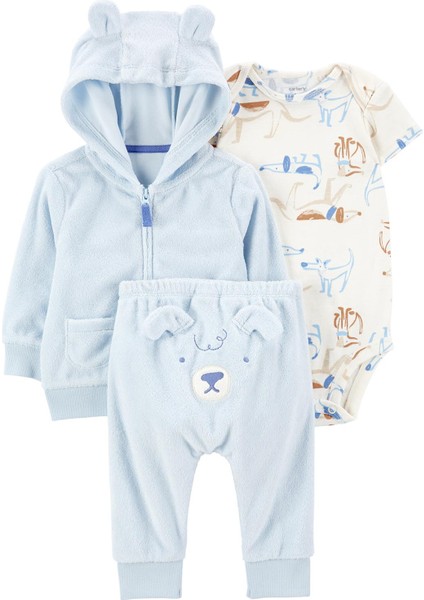 Erkek Bebek 3'lü Hırkalı Set