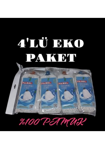 Yedek Mikrofiber Mop Paspas Seti, 4'lü, Beyaz, Temizlik Kolaylığı, TR