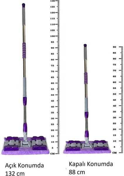 Kıskaçlı Cam Silme Mopu Mikrofiber (Yedek Bezli) Yer Duvar Fayans Silme Mopu Mor