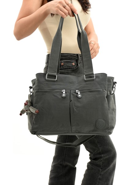 Kadın Büyük Boy Bölmeli Suya Dayanıklı Krinkıl Kumaş Çapraz ve Omuz Askılı(Üniversite Çanta) LF3026 fırsatları