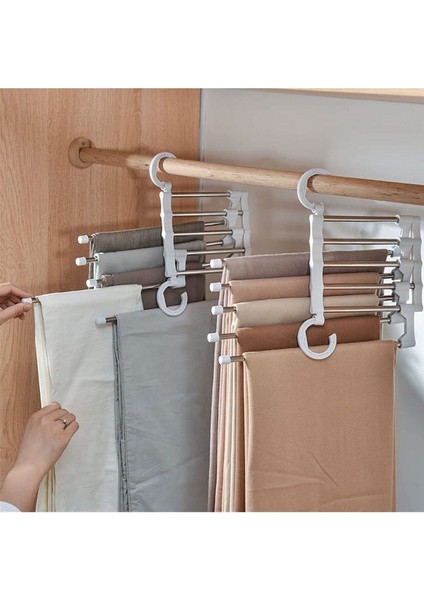 4 Adet Hareketli Dolap Içi Pantolon Kravat Şal Askı Sistemi Düzenleyici Katmanlı Askılık Organizer