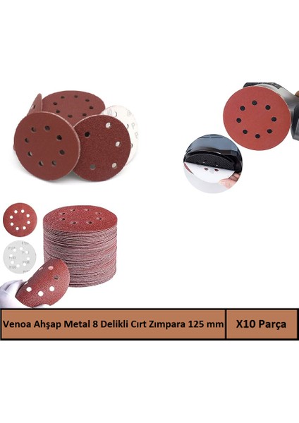 Ahşap Metal Delikli Cırt Zımpara Kağıdı 125 mm 10 Adet 40 Kum