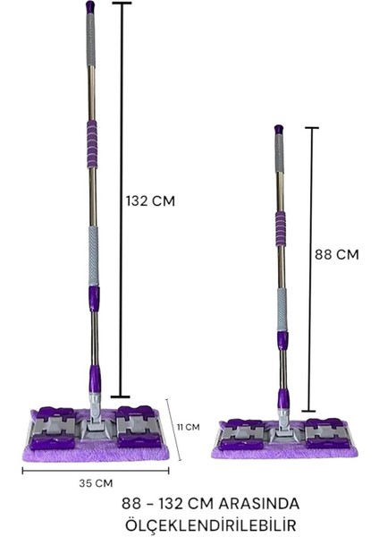 Mop Yer Mopu Fayans Cam Duvar Yüzey Temizlik Mikrofiber Mandallı Mop Xxl Islak Havlu Uyumlu