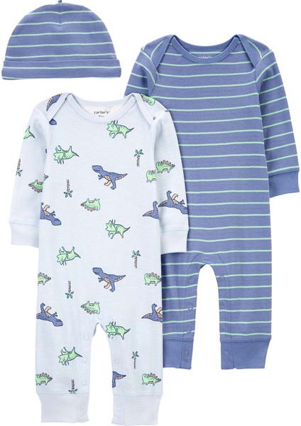 Erkek Bebek Tulum Set 3'lü Paket