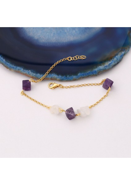 925 Ayar Gümüş Ametist Taşı Tasarım Bileklik - CBS00117 fiyatları