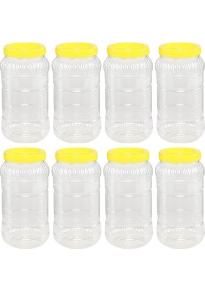 Plastik Kavanoz Kapaklı Saklama Koruma Kabı 3 Lt 8 Adet Kavanoz