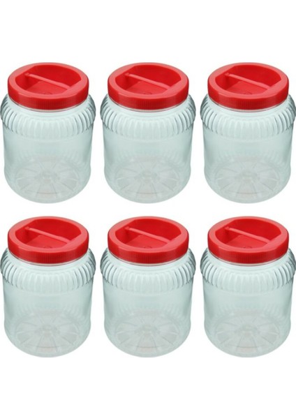 Limanı Plastik Kavanoz Kapaklı Saklama Koruma Kabı 2 Lt 6 Adet