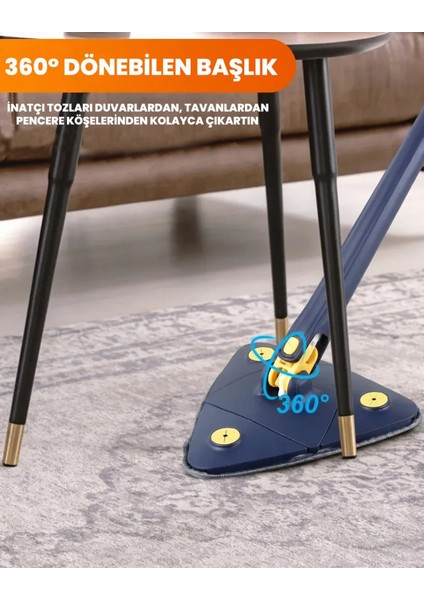 Üçgen mop, 360 döner paspas, mikrofiber yedek, teleskopik sap, cam ve zemin temizliği