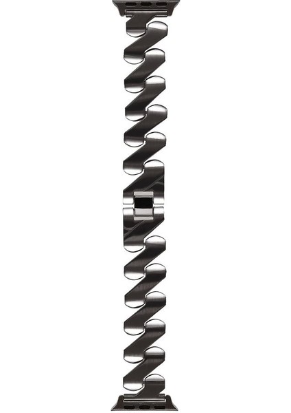 Apple Watch Uyumlu 7 8 9 45MM Kordon Metal Kıvrımlı Desenli Parlak Çelik Krd-80 modelleri