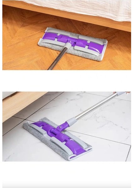 Kıskaçlı Cam Silme Mopu (Hediye Mop Askılı) Mikrofiber Yedek Bezli Yer Duvar Fayans Silme Mopu