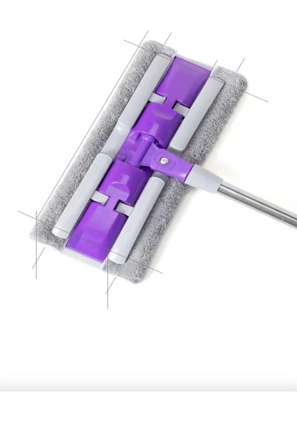 Kıskaçlı Cam Silme Mopu (Hediye Mop Askılı) Mikrofiber Yedek Bezli Yer Duvar Fayans Silme Mopu
