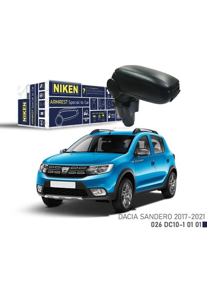 Niken Dacia Sandero 2017-2021 Arası Araca Özel Kol Dayama Siyah