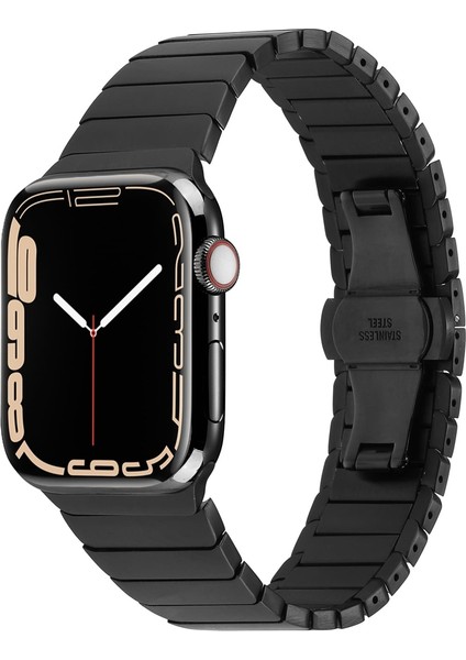 Apple Watch Uyumlu 7 8 9 45MM Kordon Krd-79 Metal Strap Kayış