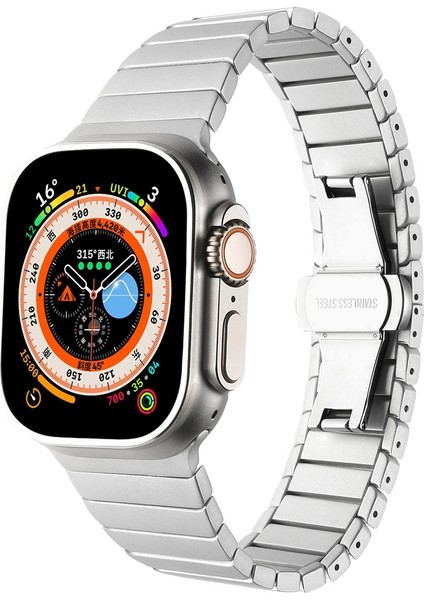 ​​​Apple Watch Uyumlu Ultra - Ultra 2 49MM Kordon Krd-79 Metal Strap Kayış