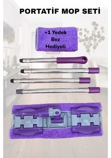 (1 Adet Yedek Bez Hediye) Mikrofiber Mandallı Mop. Yer,duvar,fayans ve Yüzey Temizlik Mop