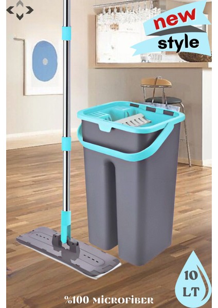 New Style Tablet Mop Iki Bölmeli Temiz Su Kirli Su Ayrı 10 Lt Tablet Mop Set |%100 Temizlik|