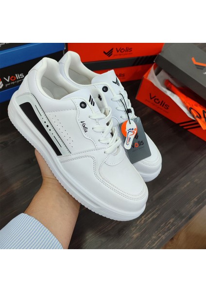 Erkek Beyaz Bağcıklı Memory Foam Hafızalı Taban Sneaker Spor Ayakkabı 23557 indirimleri