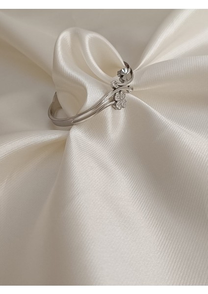 Zirkon Taşlıyonca Desnli Çelik Kelepçe Bilezik